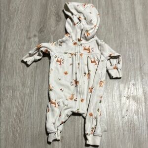 4 for $20 White Hooded Baby One Piece with Animal Print